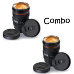 2 combo Camera Lens Shaped Coffee Mug Flask with Lid Steel Insulted Coffee Travel