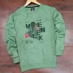 Stay Stylish and Cozy with the Latest Trendy Fleece Printed Sweatshirt for Men – Green