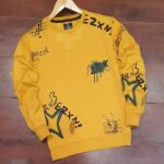 Stay Stylish and Cozy with the Latest Trendy Fleece Printed Sweatshirt for Men – Yellow