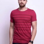Stylish Mens Maroon Striped Cotton Round Neck Tees Top Choices for Comfort and Fashion