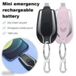 Swift Charge C type Black Lithium Emergency Keychain Power Bank (1500mAh)