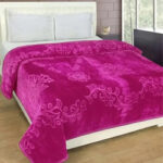 AV Creation Soft Plain Embossed Double Bed Mink Blanket for Winter Season 90Inch 100 Inch Pink