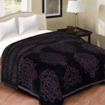 AV Creation Soft Plain Embossed Double Bed Mink Blanket for Winter Season 90Inch 100 Inch Black