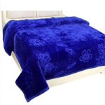 AV Creation Soft Plain Embossed Double Bed Mink Blanket for Winter Season 90Inch 100 Inch Blue