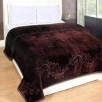 AV Creation Soft Plain Embossed Double Bed Mink Blanket for Winter Season 90Inch 100 Inch coffee