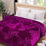 AV Creation Soft Plain Embossed Double Bed Mink Blanket for Winter Season 90Inch 100 Inch Maroon