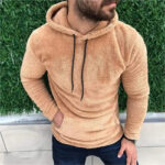 Trending Elegant Brown Wool Solid Long Sleeves Hoodies For Men and Women both